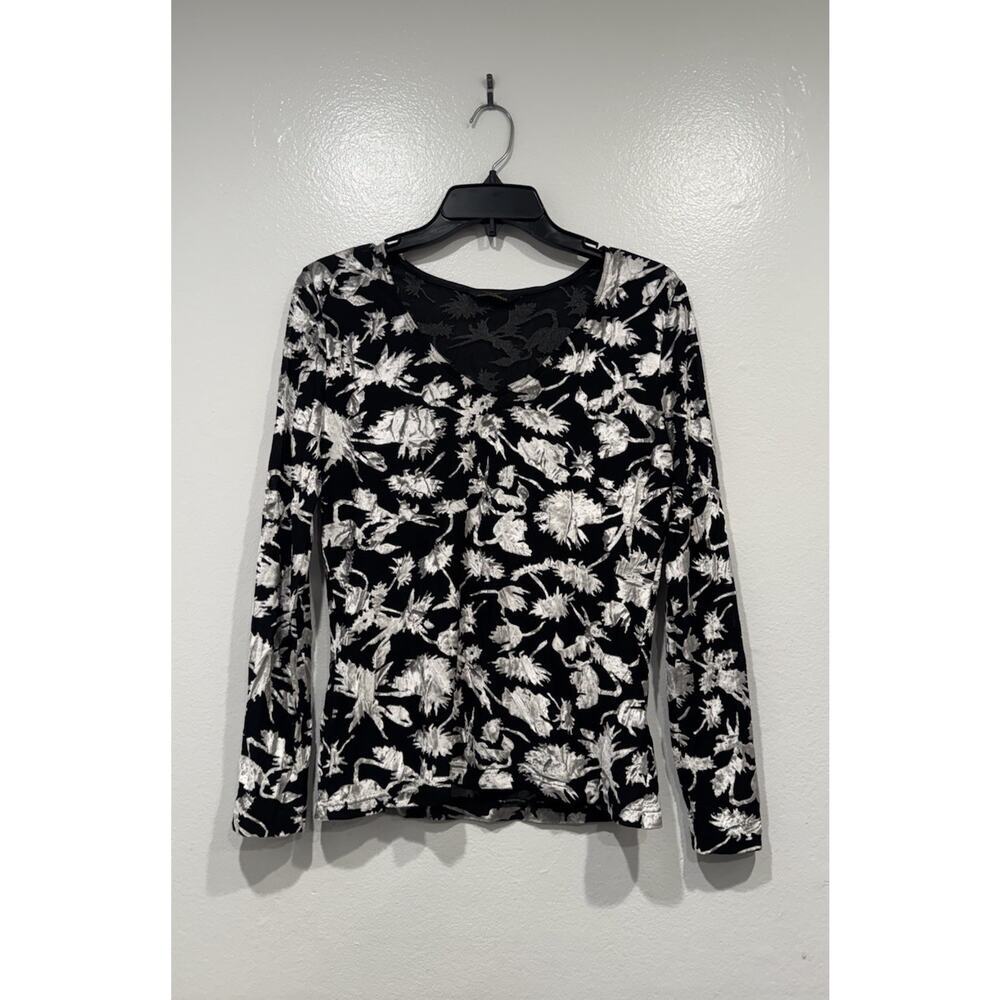 St Michael Marks & Spencer‎ Velvet Burnout Long Sleeve Top Whimsigoth Foliage